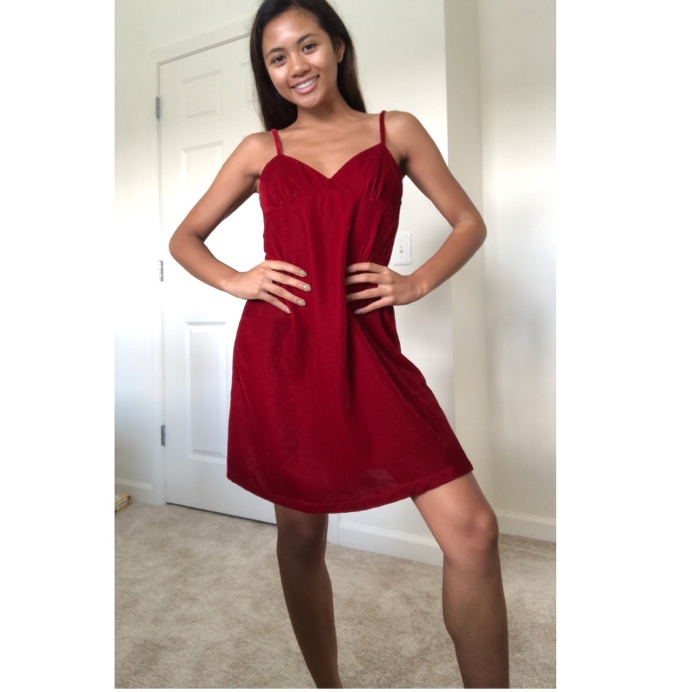 Zara Red Velvet Babydoll Dress - Picture 2 of 4